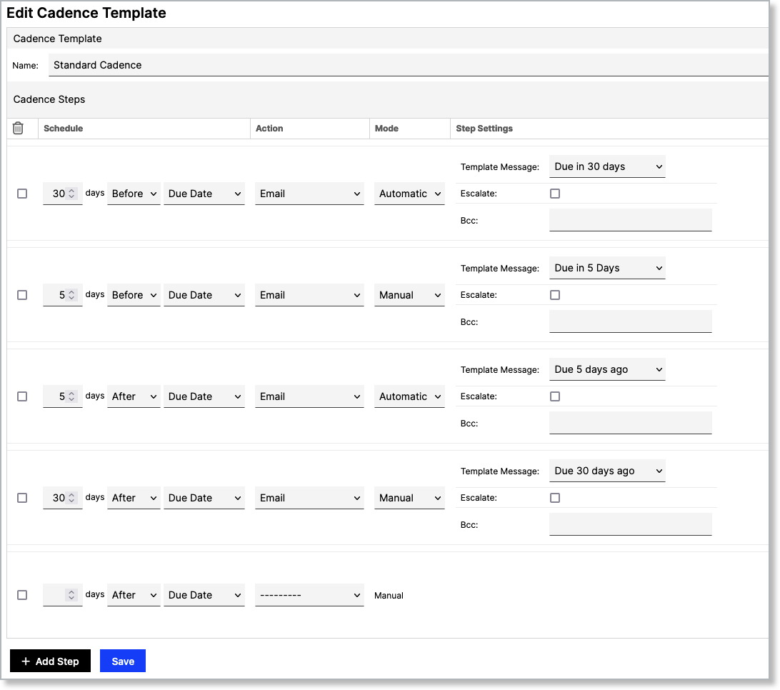 Completed cadence template meeting the stated requirements