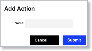 Add Action dialog with a name field