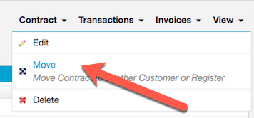 Contract drop-down menu with the Move option called out