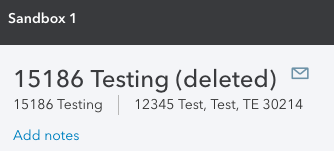 Customer synced to Maxio showing the "(deleted)" name QuickBooks Online applied