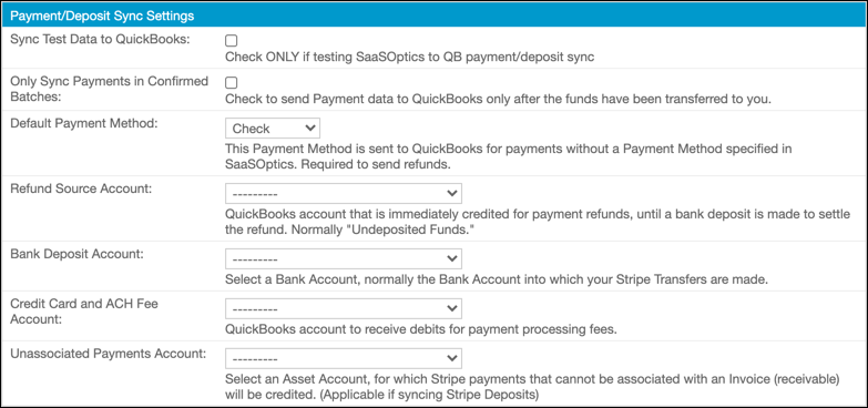 QuickBooks account selector listing the available active accounts