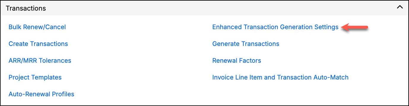 Maxio admin setting for transactions
