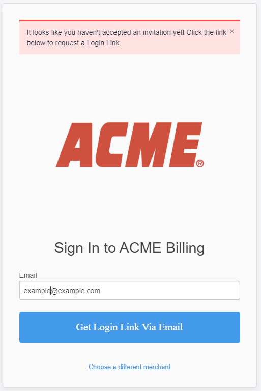 Sign-in page with a notice that no invitation has been accepted yet