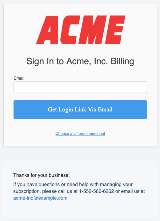 Login link request with an email field and a request control