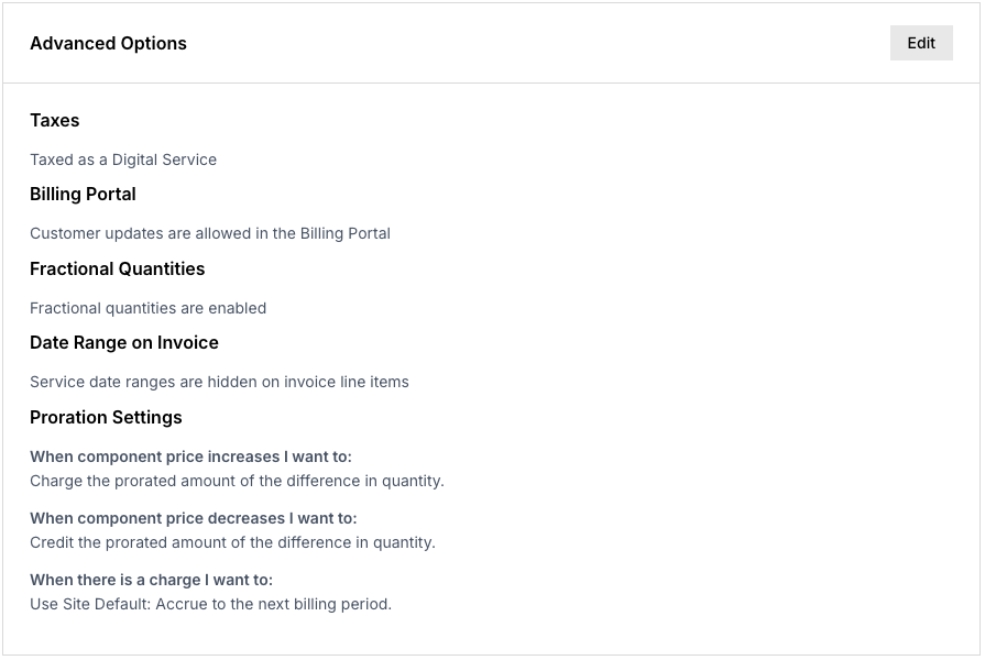 Product settings