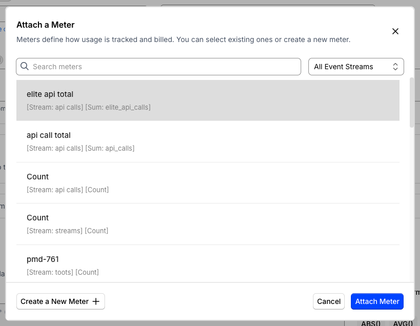 Attach a Meter dialog