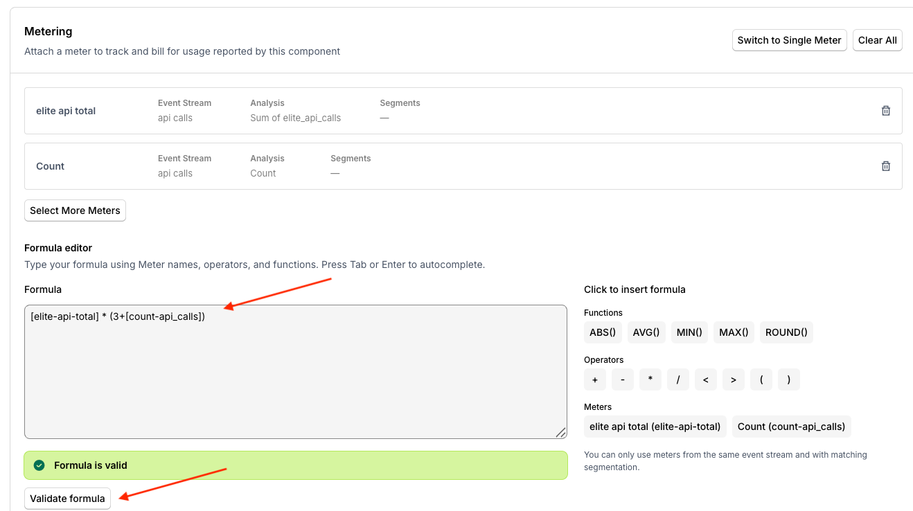 Validation message confirming the formula succeeded