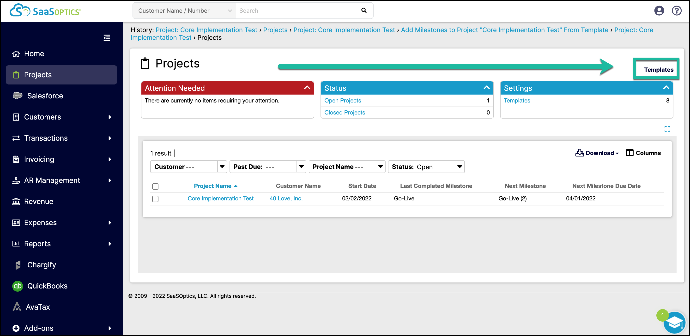 Project settings
