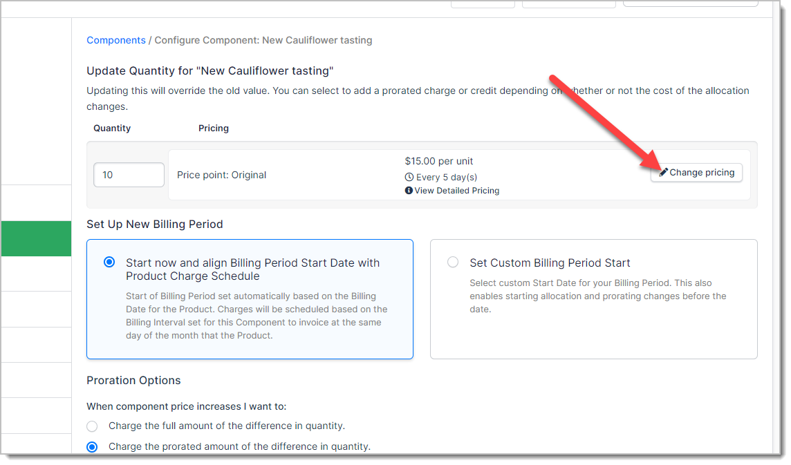 Update Price Point panel with pricing and interval controls