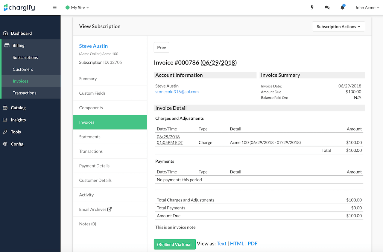 Second invoice after the change, carrying the new plan charges
