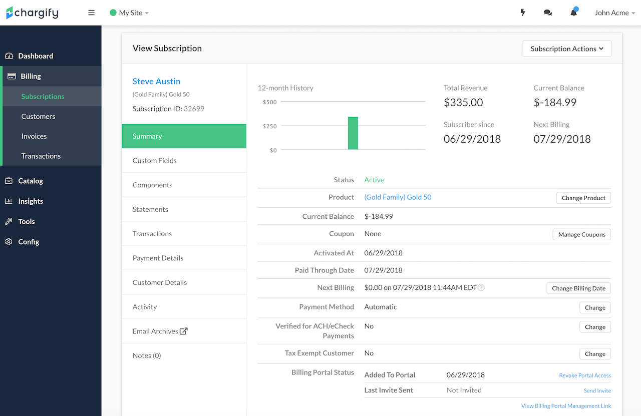 Subscription summary after a change across product families, with the next billing amount covering the new plan only