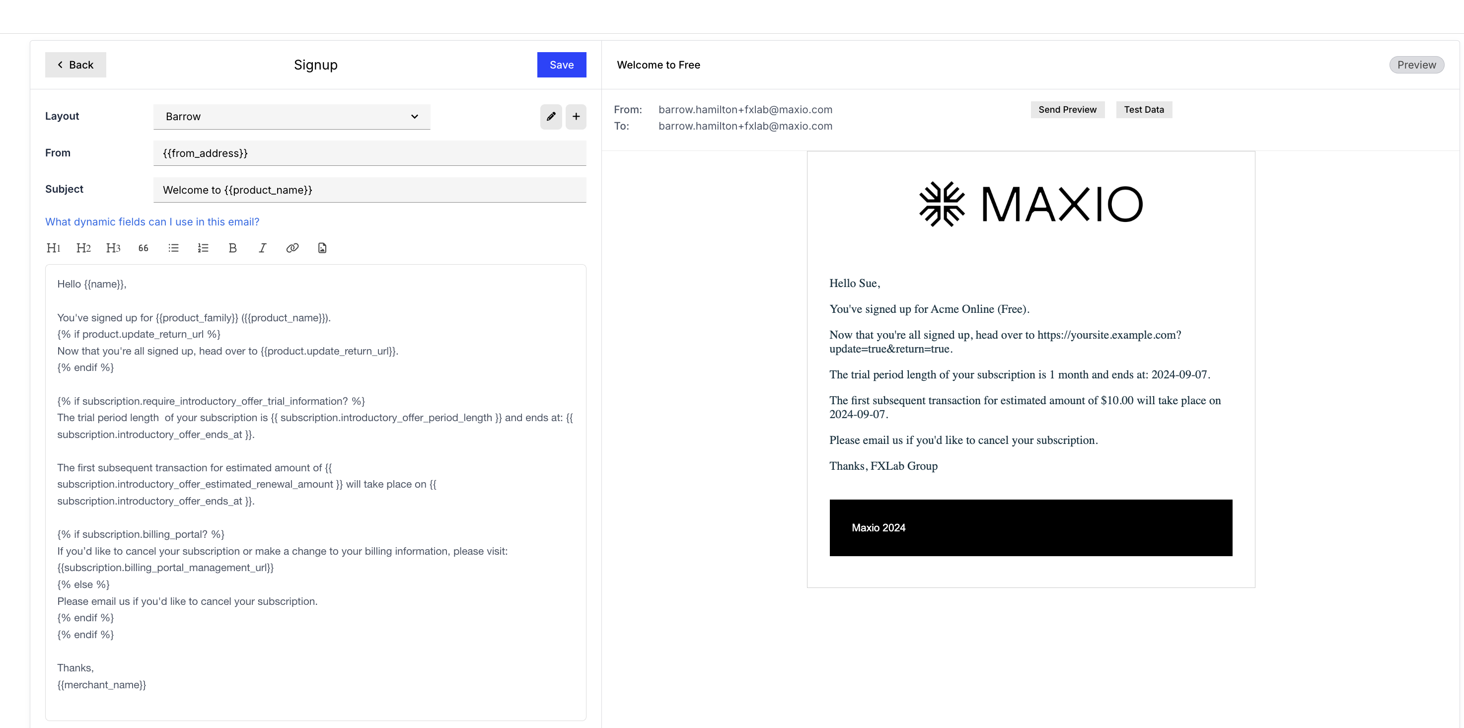 An example of a branded HTML email
