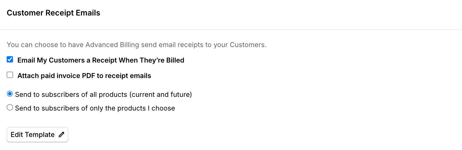 The Customer Receipt Emails setting
