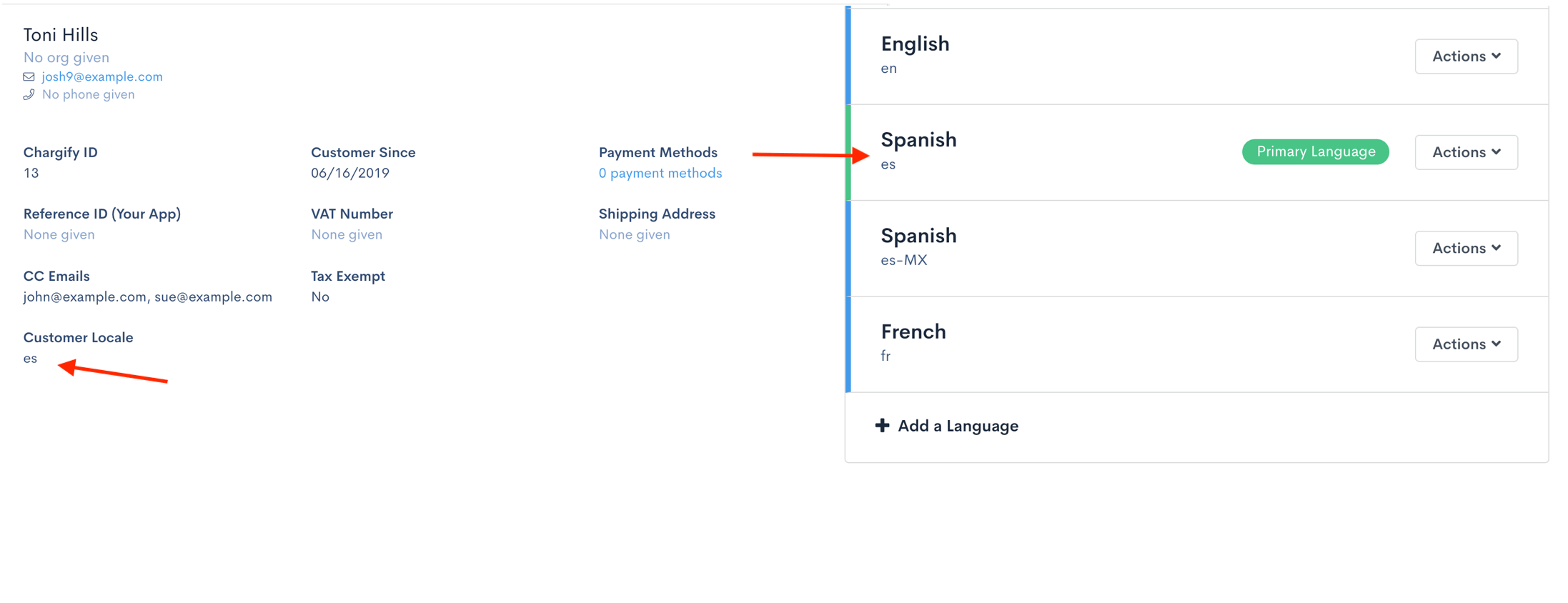 A customer whose language matches a Language's code