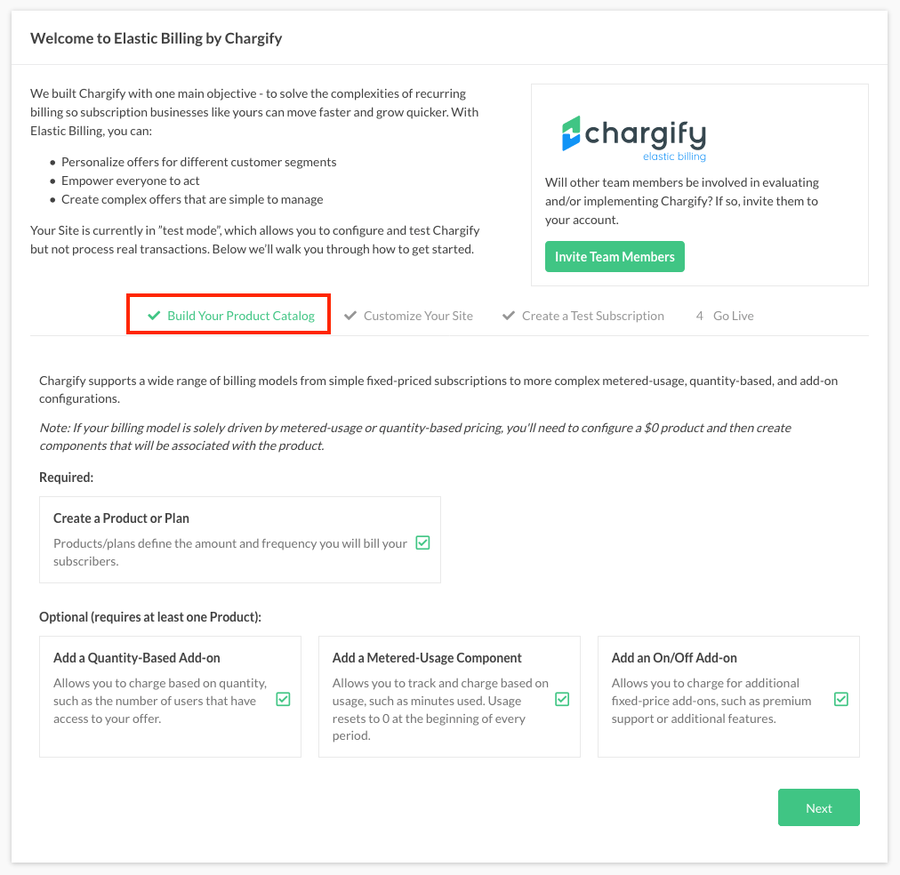 The Build Your Product Catalog section of the Setup Guide
