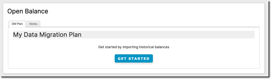 Open Balance before configuration, with the Get Started button