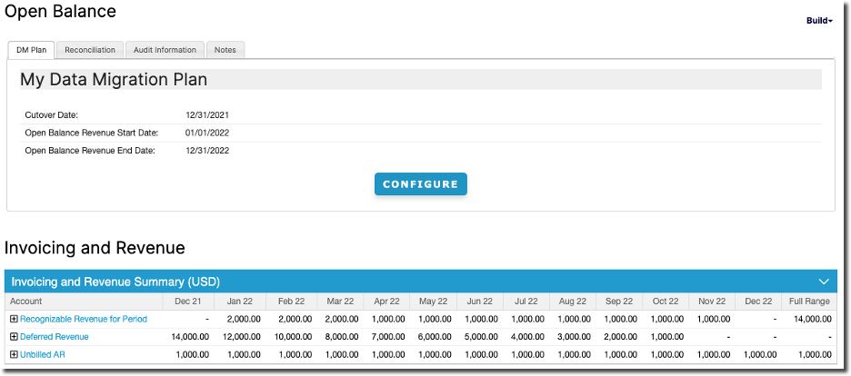 Open Balance home screen showing the Unbilled AR row in the Invoicing and Revenue summary