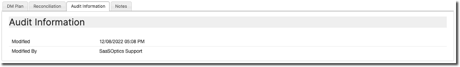 Audit Information tab showing the last modified date and user