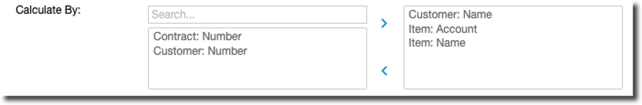Calculate By selector with Item Account and Item Name selected