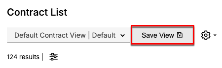 a Contract List header with the Save View control outlined