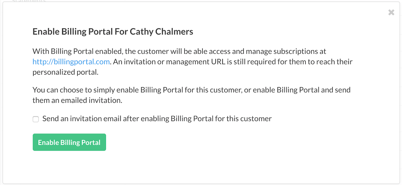 Enable portal access pop-up