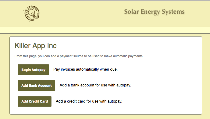 a customer-facing payment page inviting the customer to add a payment method