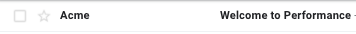 a Gmail inbox row showing the sender name and subject as a recipient sees them