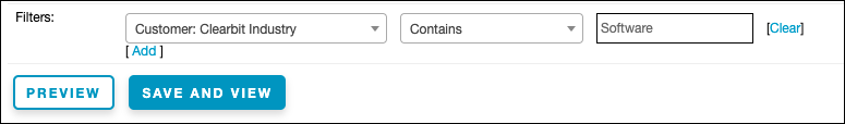 Report filter built as Customer Clearbit Industry contains Software