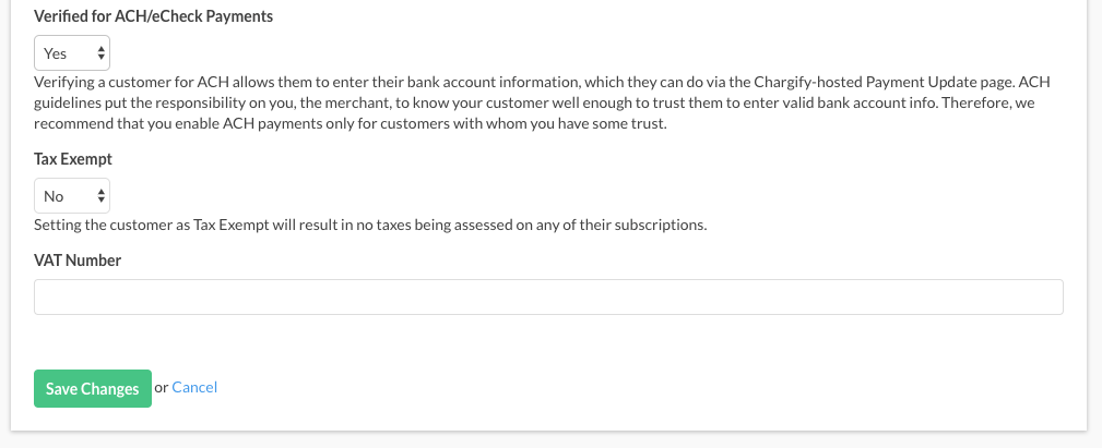 Verified for ACH/eCheck Payments editor, warning that responsibility for knowing the customer rests with the merchant