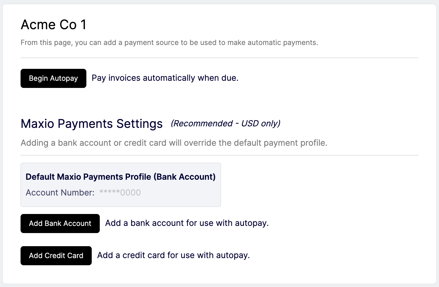 Customer payment update page limited to the Maxio Payments module