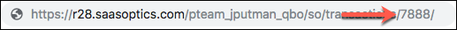 the address bar after the failing record's Ref ID is pasted in place of the original
