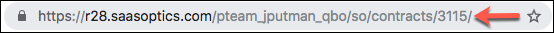 a browser address bar with an arrow to the Maxio Ref ID at the end of a record URL